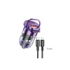 Încărcător Auto (KSC-1193) + Cablu Lightning, 1m, PD36W, 1xUSB-C, 1xUSB-A, Mov
