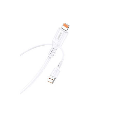 Cablu de date și încărcare compatibil cu iPhone, USB la Lightning, 1m, 2.4A, Alb