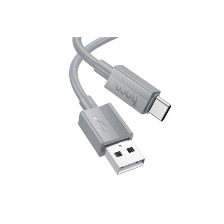 Cablu pentru iPhone 15/16 și Android, USB la Type-C, X107, alimentare 3A, 1m, silicon, gri