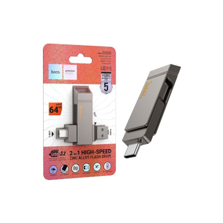 Memory Stick (UD15), 64GB, USB-C dual + USB-A 3.2, viteză mare, unitate flash, gri