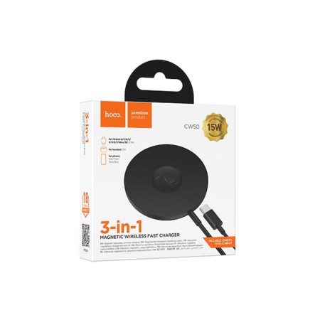 Încărcător wireless (CW50), seria AP, 15W, încărcare Qi, rapidă, negru