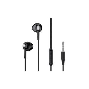 Căști cu fir EP52 cu microfon, control volum, mini jack 3.5, lungime cablu 1.2m, negru фото