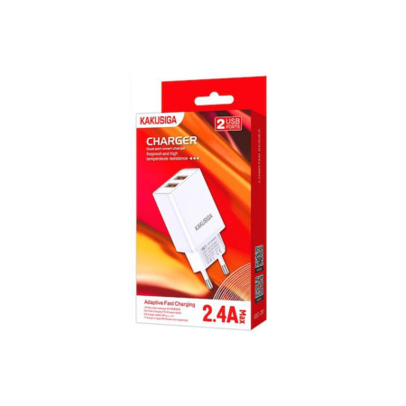 Încărcător de perete (KSC-787), 18W, 2.4A, 2xUSB-A, QC 3.0, Alb