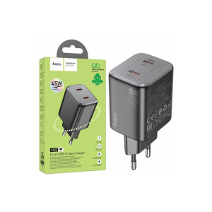 Încărcător universal Hoco 45W, 2x USB-C, încărcare rapidă PD și QC 3.0 – Compatibil cu iPhone 15/16, Sams фото