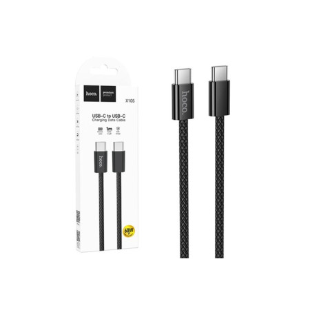 Cablu Date si Incarcare (X105), USB-C, PD60W, QC3.0, 3A, Braided, 1m, Black