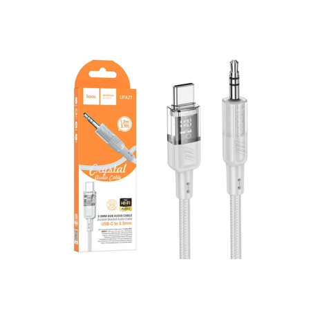 Cablu audio (UPA27), USB-C la 3,5 mm (M) - 1,2 m, Gri/Transparent