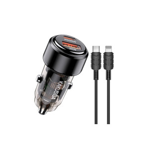 Incarcator Auto Fast Charge KSC-1176 60W PD Dual USB Port cu cablu USB-C - tip Lightning, N фото