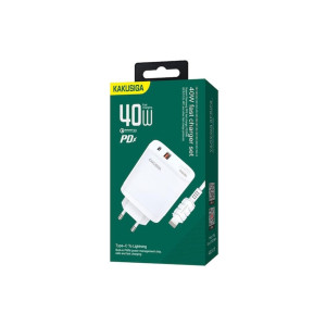 Încărcător de rețea (KSC-813) + cablu Lightning, 40W, 2.4A, 1xUSB-C, 1xUSB-A, PD, QC 3.0, alb Încărcător de rețea (KSC-813) + cablu Lightning, 40W, 2.4A, 1xUSB-C, 1xUSB-A, PD, QC 3.0, alb фото