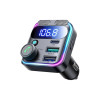 Transmițător FM JR-CCB01, 2x USB, 1x USB-C, Microfon dual, 48W, Bluetooth, Negru
