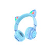 Casti Pisica cu Lumini RGB, W39, BlueTooth 5.3, Over Ear, 400mAh, Albastru
