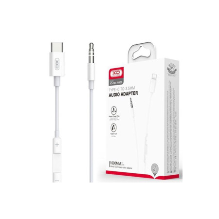 Cablu audio (NB-R192B), USB-C la mufă jack 3.5mm (M) - funcție PopUp, 1m, alb