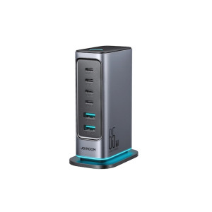 Încărcător de rețea multiplu JR-TCM02, 65W, 4 USB-C, 2 USB-A, 1,5 m, Gri închis фото