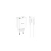 Incarcator Retea (C80A Plus) + Cablu Lightning, 20W, 5V, 3.1A, 1xUSB-C, 1xUSB-A, PD, QC 3.0, Wh
