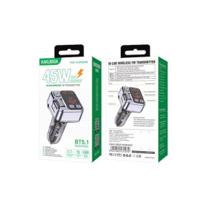 Modulator FM, BT (KSC-1062), 45W, 1xUSB-C, 1xUSB-A, PD, QC 3.0, Funcție HandsFree, Argintiu Modulator FM, BT (KSC-1062), 45W, 1xUSB-C, 1xUSB-A, PD, QC 3.0, Funcție HandsFree, Argintiu фото