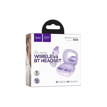 Casti Wireless (EQ13), Căști intraauriculare, BT 5.3, 180h StandBy, 400mAh, Carcasă cu oglindă, Funtrue, Mov