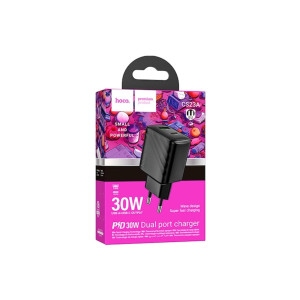 Incarcator Retea (CS23A), PD30W, 5V, 3A, 1xUSB-C, 1xUSB-A, FCP/AFC, negru фото