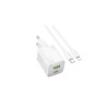 Încărcător rapid dual 20W, 1 x USB, 1 x USB-C, cu cablu USB-C la Lightning, alb, N41