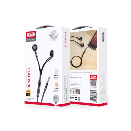 Casti cu fir (EP68), In Ear, 3.5mm, 1.2m, Buton microfon și volum, HiFi, Negru