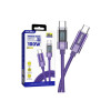 Cablu date și încărcător (KSC-971), USB-C, PD100W, QC3.0, împletit, alimentare LED, 1m, violet