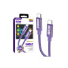 Cablu date și încărcător (KSC-972), USB-C, PD60W, QC3.0, Smart On-Off, împletit, 1m, violet
