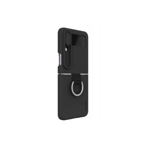 Carcasă din silicon Cam Shield Silky compatibilă cu Samsung Galaxy Z Flip 4 5G, neagră фото