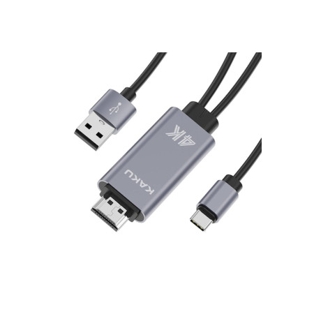 Adaptor HDMI KakuSiga, USB-C, USB, Transmisie imagine și sunet, 1 m, Gri