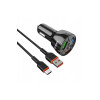 Încărcător auto KakuSiga, 20W, 4.8A, QC3.0, 3xUSB, cablu USB Type-C, încărcare rapidă, negru