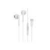 Căști stereo HOCO InEar cu conector USB-C, microfon și comenzi în linie, 1,2 m, albe (M65)
