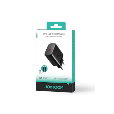 Încărcător de rețea + cablu Lightning, 25W, 1xUSB-C, PD, NEGRU