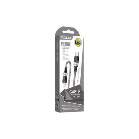 Cablu Date si Incarcare (KSC-696), USB-C la Lightning, PD20W, QC3.0, 1.2m, Gray