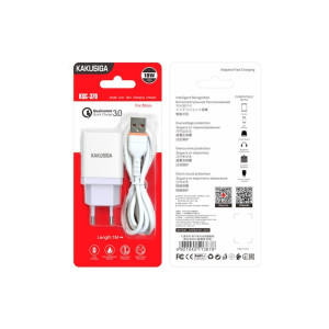 Încărcător de rețea (KSC-370) + cablu MicroUSB, 18W, 1xUSB-A, QC 3.0, alb Încărcător de rețea (KSC-370) + cablu MicroUSB, 18W, 1xUSB-A, QC 3.0, alb фото