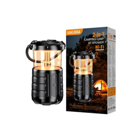 Boxă portabilă (KSC-1117), wireless BT 5.3, camping, lanternă LED, 15W, 3600mAh, neagră