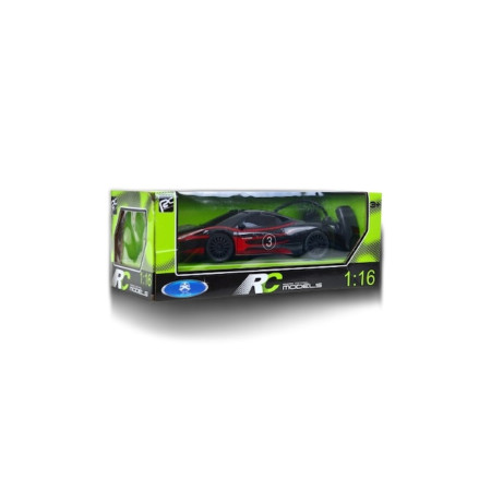 High-speed remote control sports car, black and red, 33x16x13 cm, scale 1:16