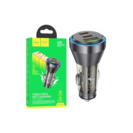 Incarcator Auto (NZ12D), 60W, 2xUSB-C, 1xUSB-A, PD, QC 3.0, Negru