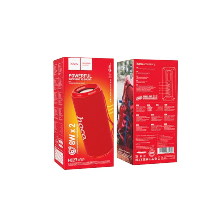 Boxă portabilă HC27, fără fir, BT5.4, 2x8W, 1500mAh, card TF, USB, roșie