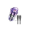 Încărcător auto (KSC-1190) + cablu Lightning, 1m, PD 30W, 1xUSB-C, violet
