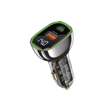 Încărcător auto cu încărcare rapidă Kakusiga KSC-1055 95W PD cu port dublu și cablu USB-C - Negru