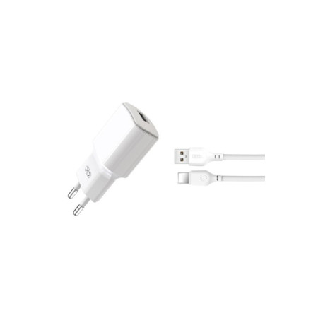 Încărcător de rețea L73, USB, 12W, 2.4A, cablu Lightning inclus, alb