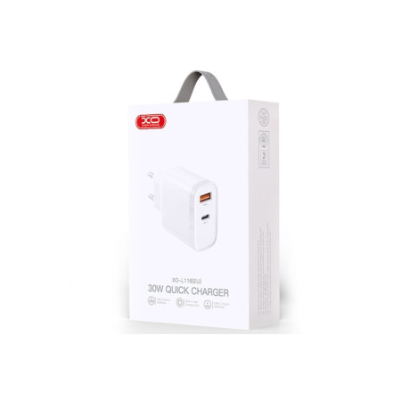 Incarcator Retea (L116), 30W, 1xUSB-C, 1xUSB-A, PD, QC 3.0, ALB