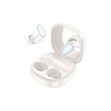Căști wireless, EQ13 Fun Mirror, 400mAh, Bluetooth 5.3, autonomie 7 ore, culoare crem