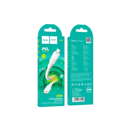 Cablu Date si Incarcare (X84), USB-C la Lightning, PD20W, QC3.0, 1m, White