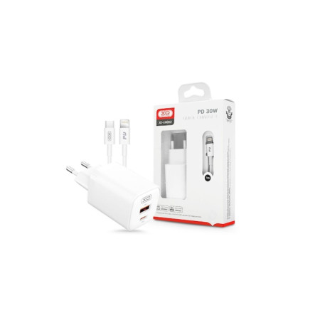 Încărcător de telefon + cablu de date, XO, tip C, Lightning, alb