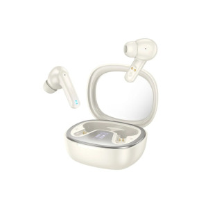 Căști Bluetooth TWS cu carcasă transparentă și afișaj digital, Shadow (EQ6), alb lăptos фото