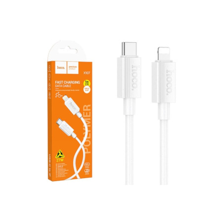 Cablu Date si Incarcare (X107), USB-C la Lightning, PD27W, QC3.0, 1m, White