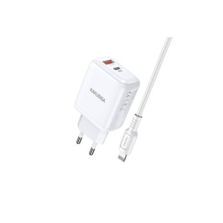 Incarcator de retea, Kakusiga, Dual Port EU Charger KSC-670, PD 30W USB typ C + QC3.0 USB + 1m cablu