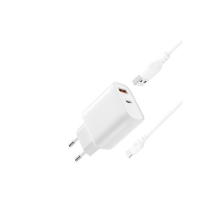 Încărcător de perete dual USB PD de 30 W, încărcare rapidă L116 cu cablu USB-A la MicroUSB, alb