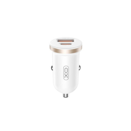 Încărcător auto 12V XO, 30W, USB-A, USB-C, QC 3.0, PD3, CC56, Alb
