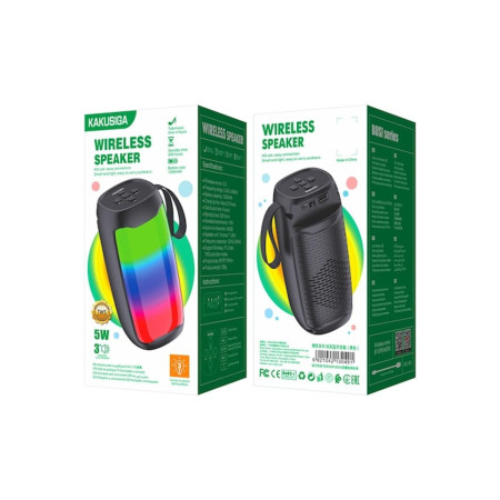 Boxă portabilă (KSC-822), Wireless BT 5.0, 1.5W, 1200mAh, card TF, lumină ambientală, neagră