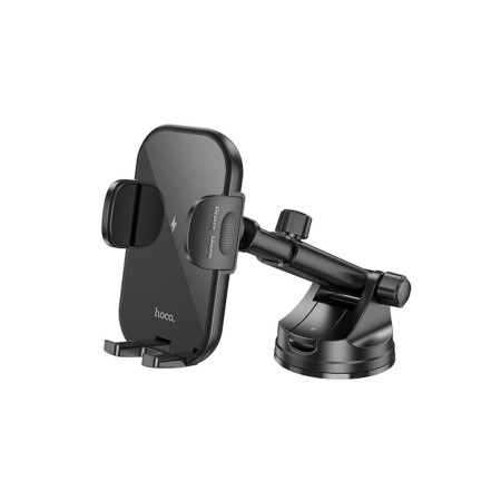Suport automat HW5 cu încărcare wireless Qi de 15W, încărcare rapidă, suport cu ventuză, negru