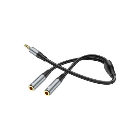 Cablu Audio HOCO, UPA21, 3.5 mm la 3.5 mm, Tata la 2 x Mama, 0.25 m, Negru